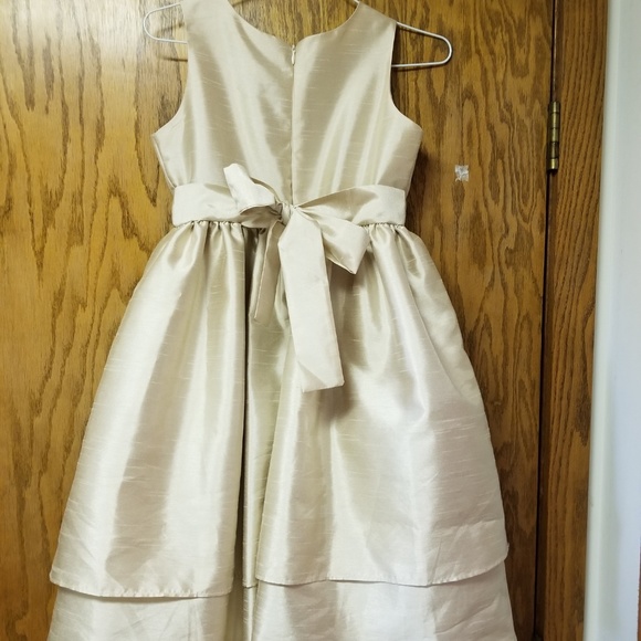 Champagne Junior Bridesmaid dress Girls sz 10 - Picture 2 of 3